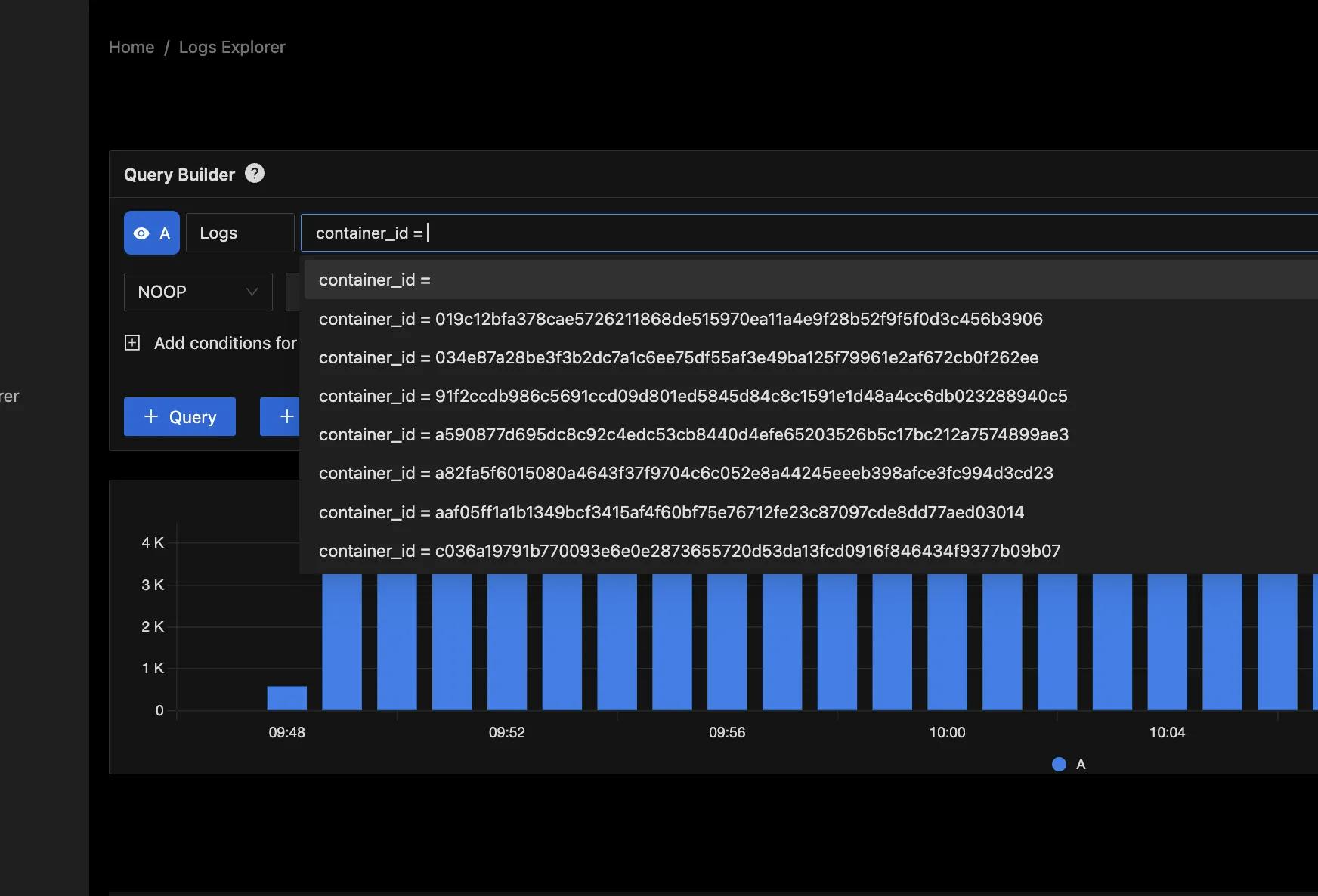 Logs Query Builder Interface