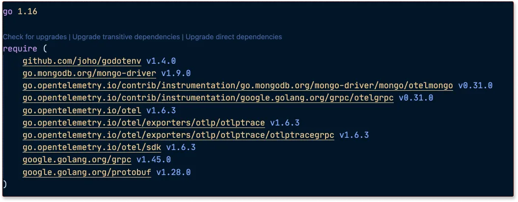 OpenTelemetry libraries required for monitoring gRPC