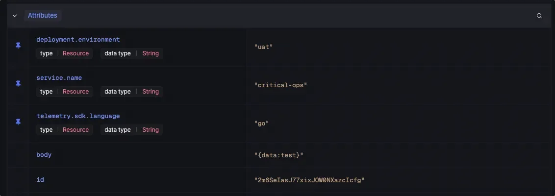 Attributes added in column of list view gets pinned in log details view to maintain the context