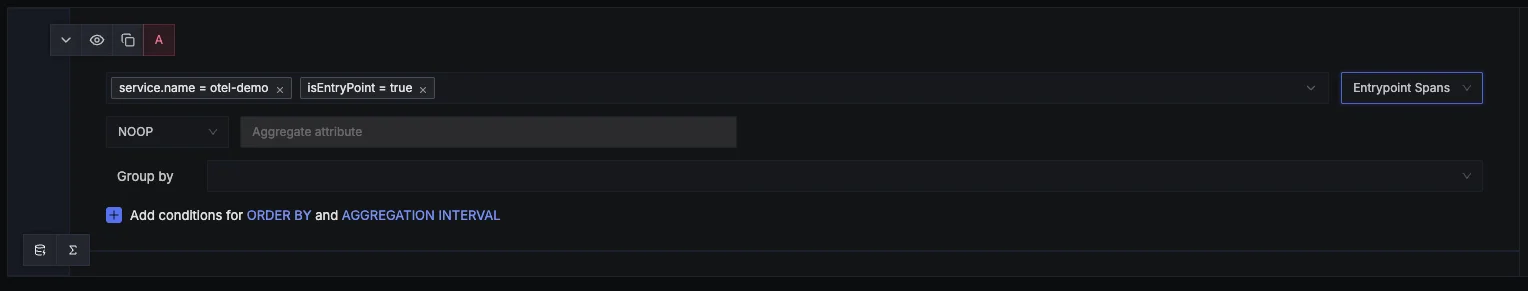 Apply filters on entry point span easily by selecting root spans in the dropdown