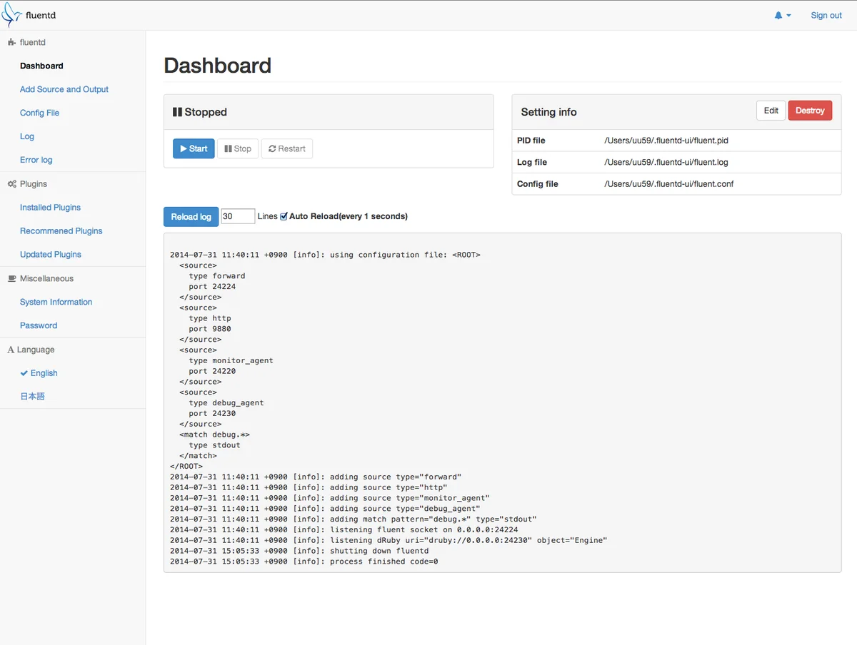 Fluentd Dashboard (Credit: Fluentd)