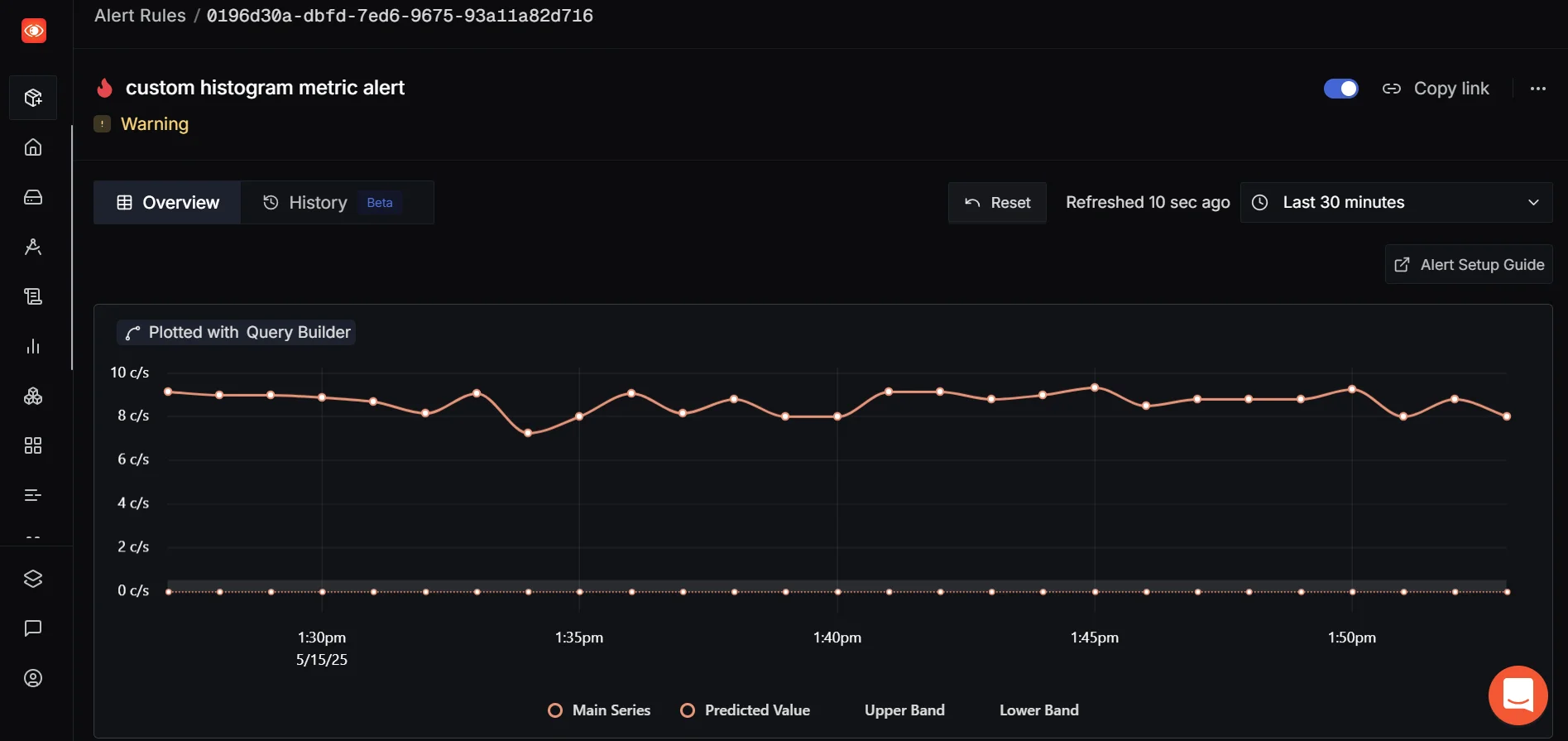 Custom Histogram Metric Alert Page