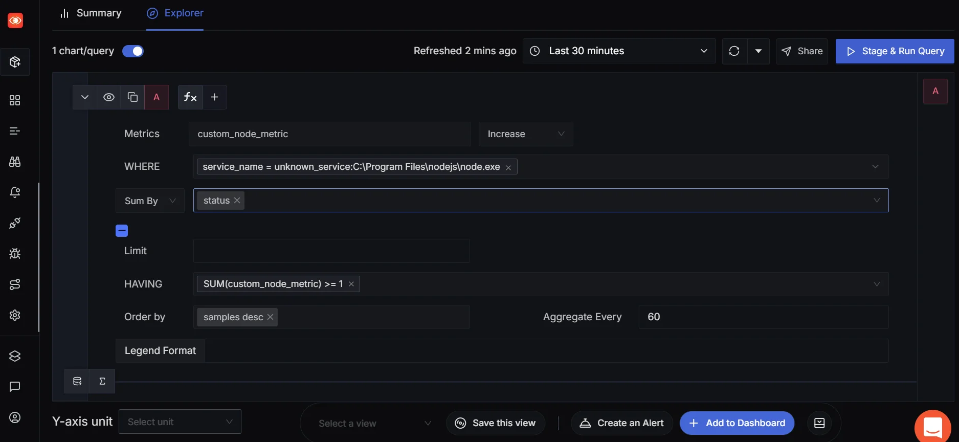 Query feature on Explorer tab