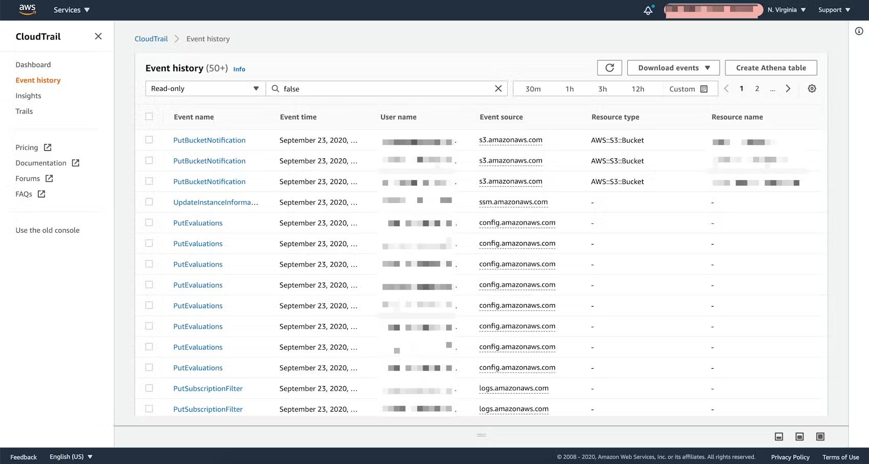 An image displaying CloudTrail logs