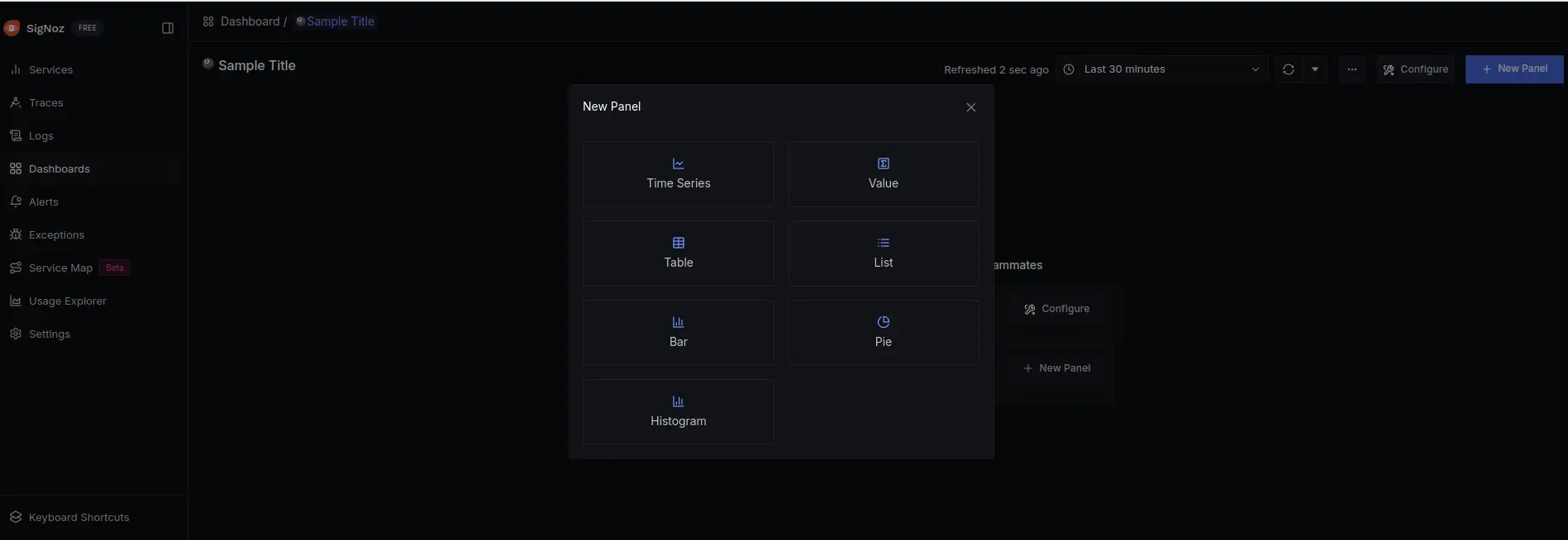 Create dashboard in SigNoz