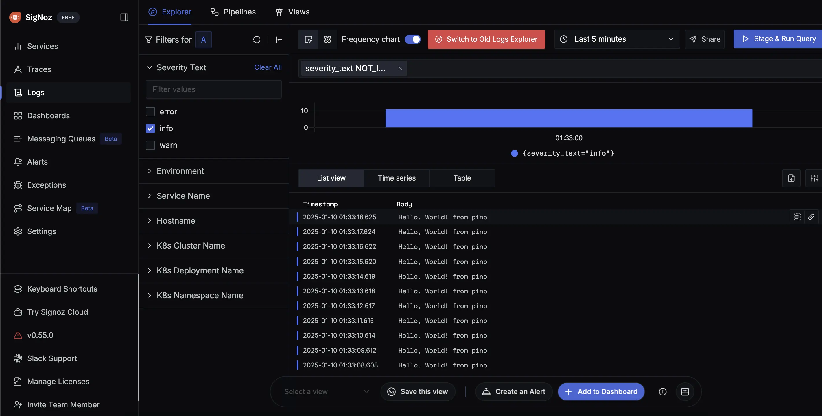 Node.js Pino Logs