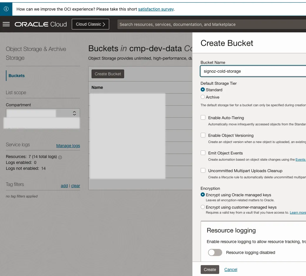 OCI Create Bucket