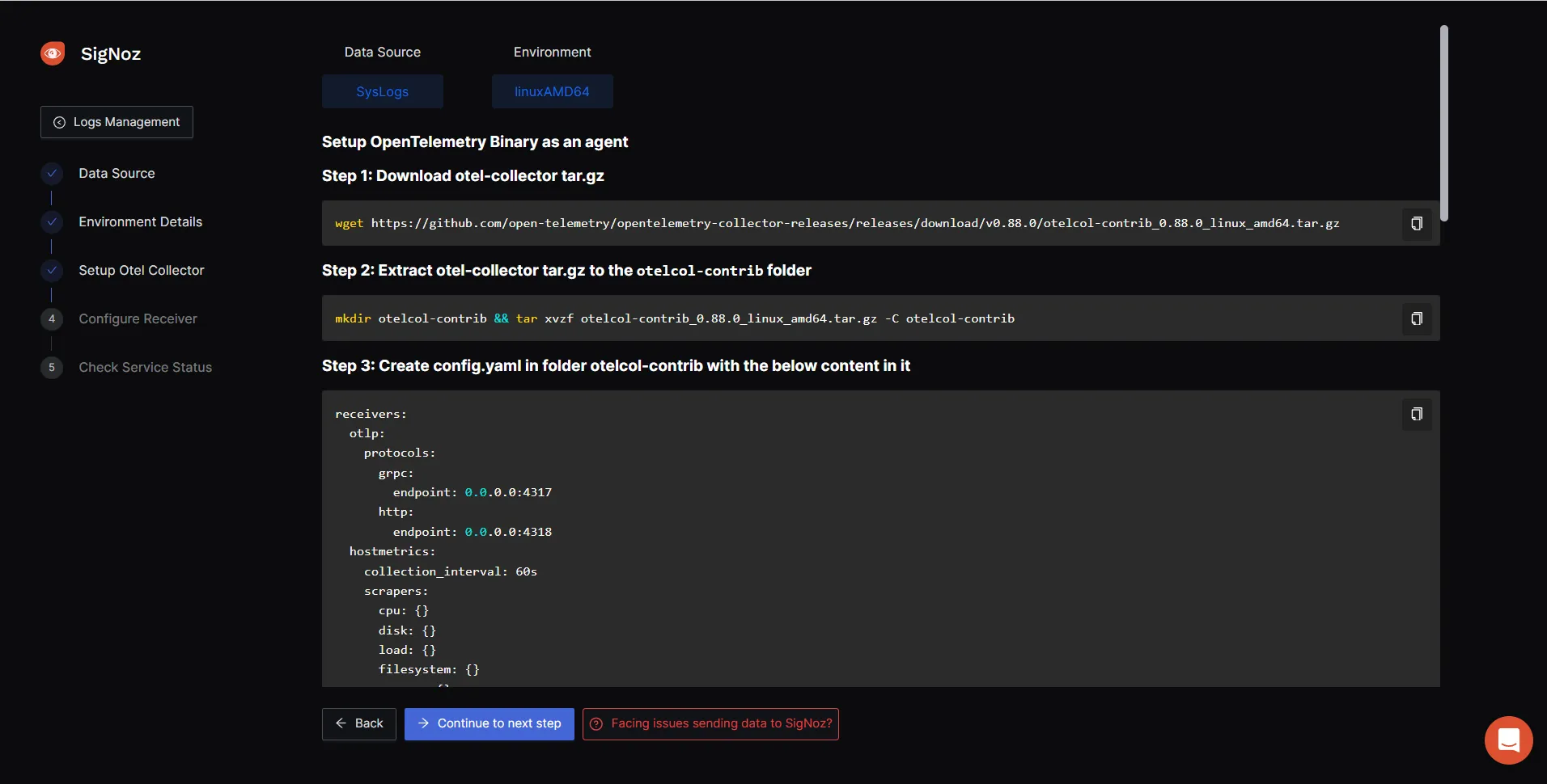 Steps to set up Otel-Collector