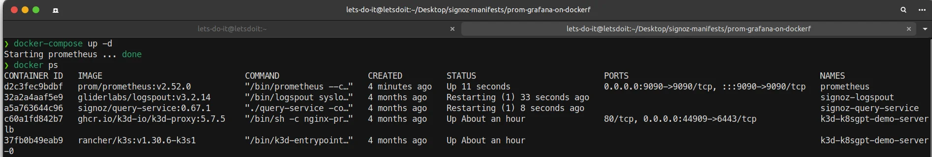command: docker ps