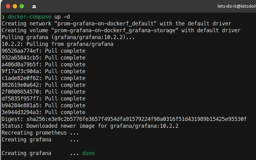 Command: docker-compose up -d