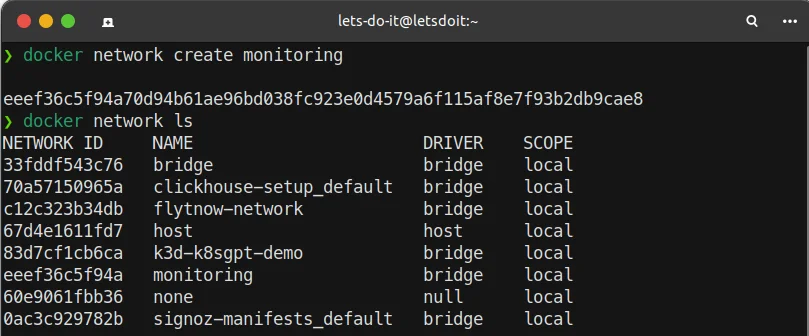 command: docker network ls