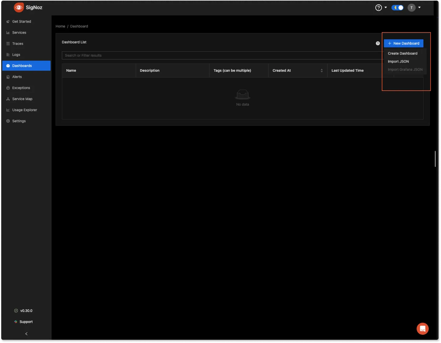 How to create a New Hostmetrics Dashboard in SigNoz UI